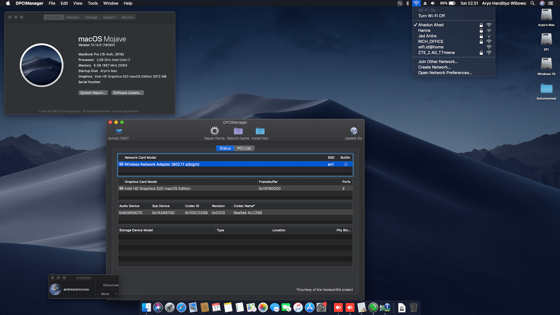 Success Hackintosh macOS Mojave 10.14.6 Build 18G84 at Razer Blade Stealth 2015
